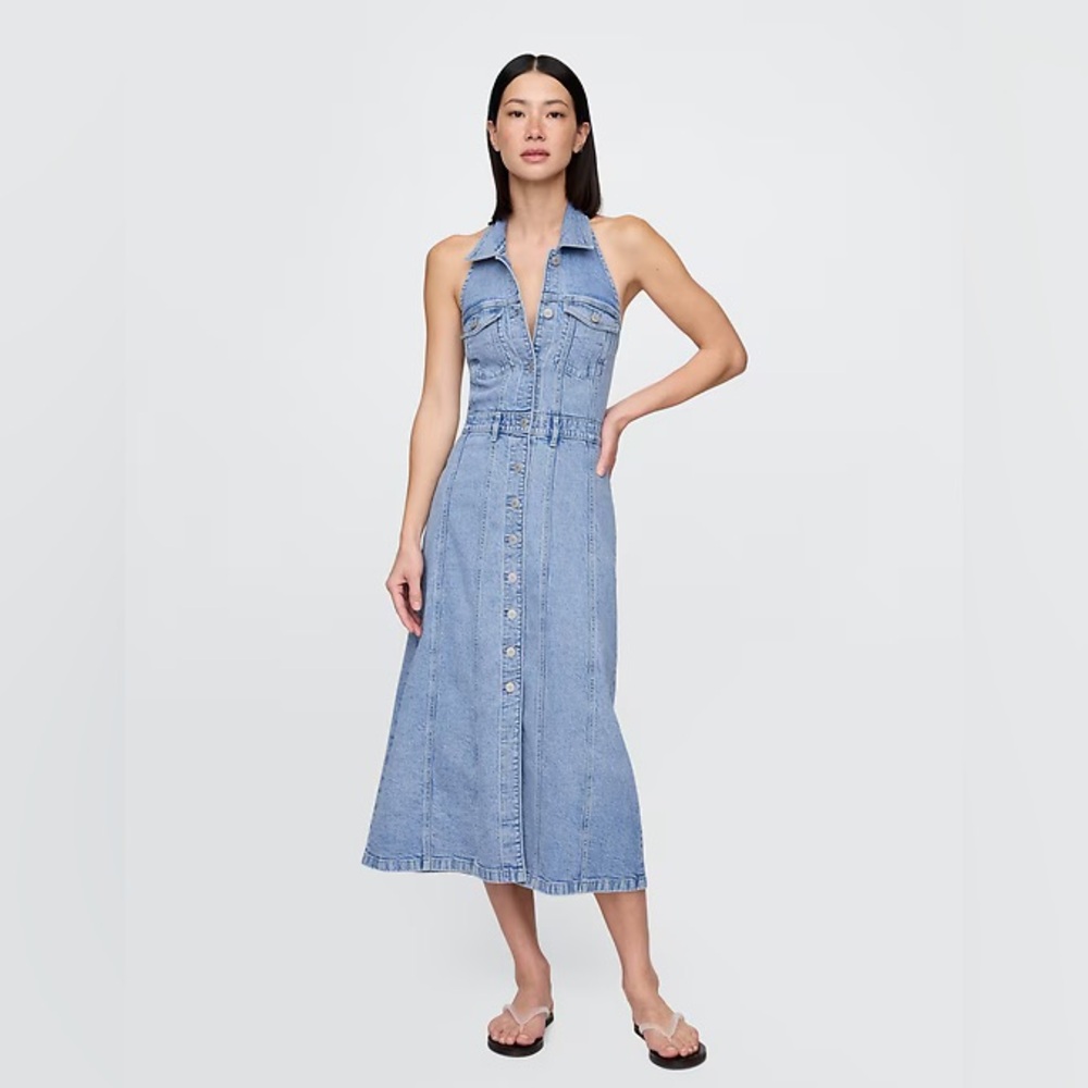 Gap Denim Halter Midi Dress - LTall